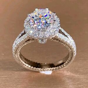 Silver Platinum Plated Engagement Wedding Ring Cubic Zirconia Gemstone NEW
